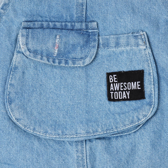 Infant Boys Denim Over All Dungaree Awesome - Ice Blue