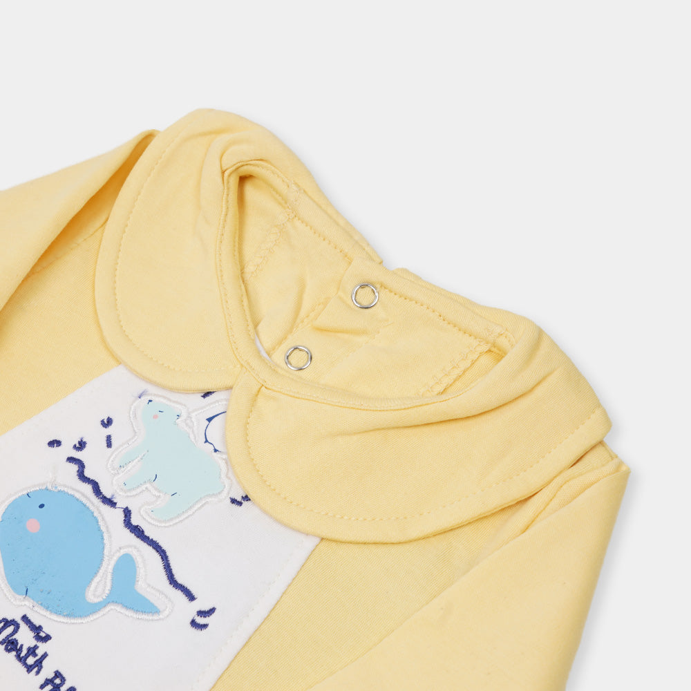 Infant Boys Knitted Romper North Pole - Pastel Yellow