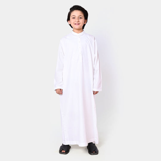 Boys Poly Viscose Jubba-White