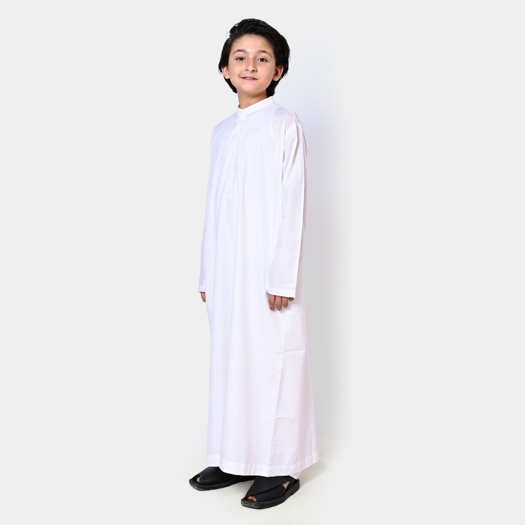 Boys Poly Viscose Jubba-White