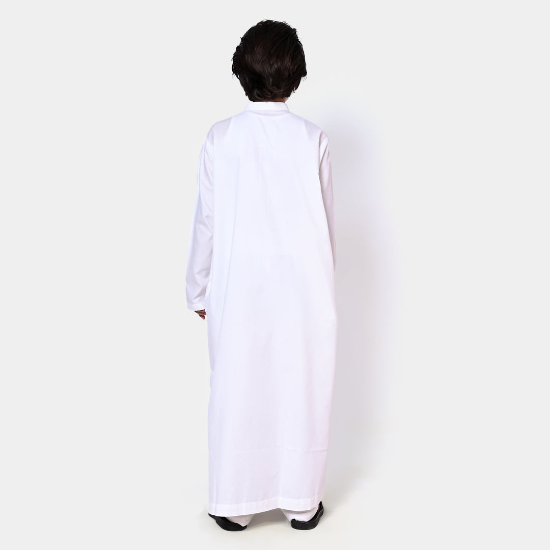 Boys Poly Viscose Jubba-White