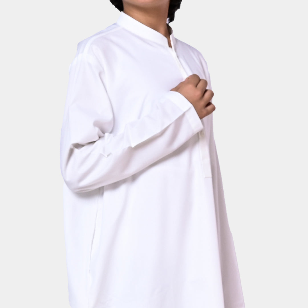 Boys Poly Viscose Jubba-White