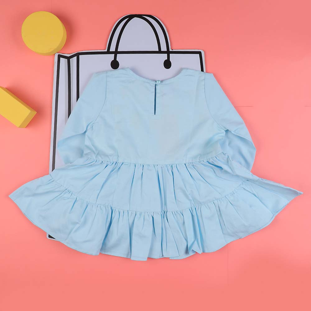 Winter Vibes Top For Girls - Sky Blue