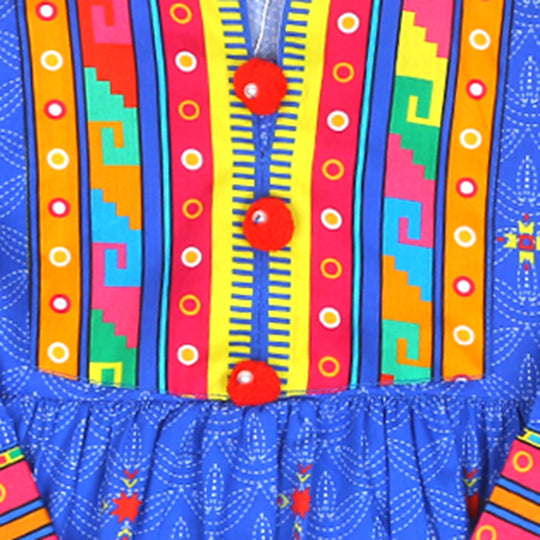 Girls Digital Print Kurti Rang Barang - Blue