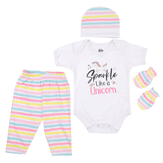 Infants Girls Set 4Pc Sparkle - B. White