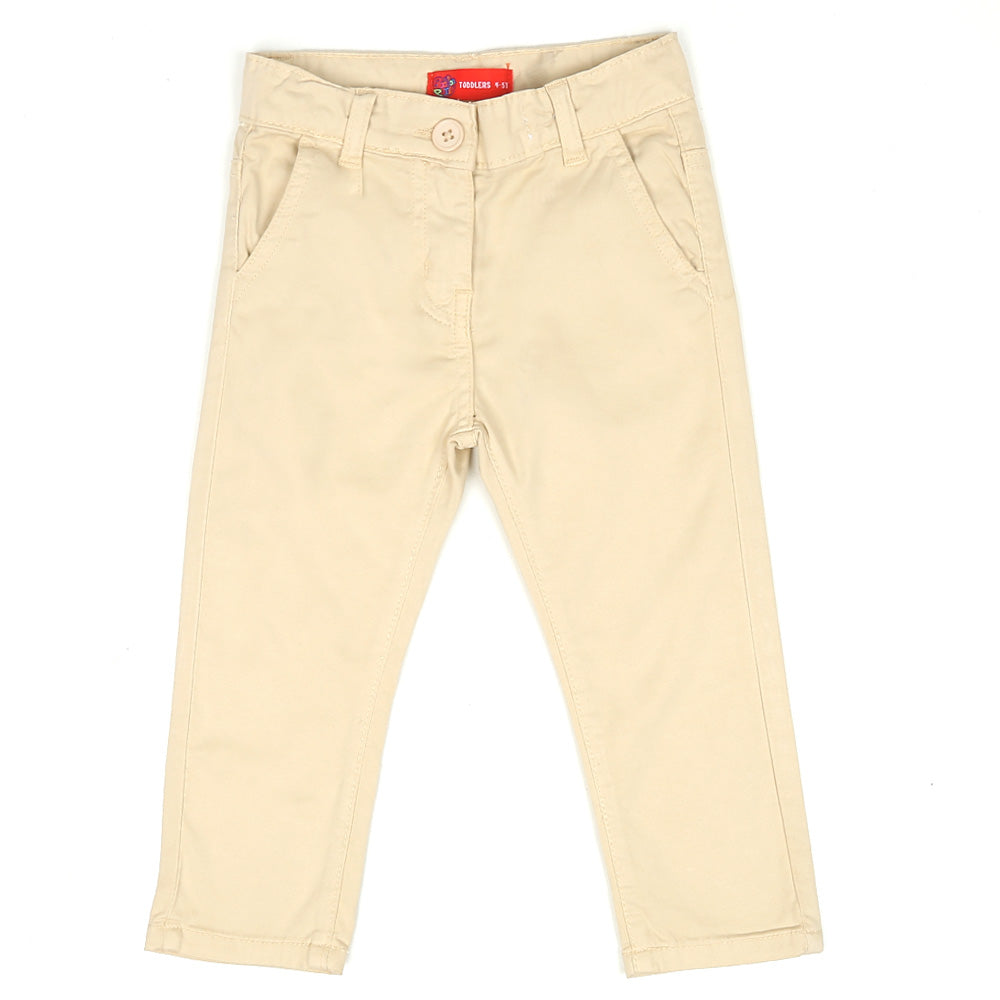 Girls Pant Cotton Basic - Cream