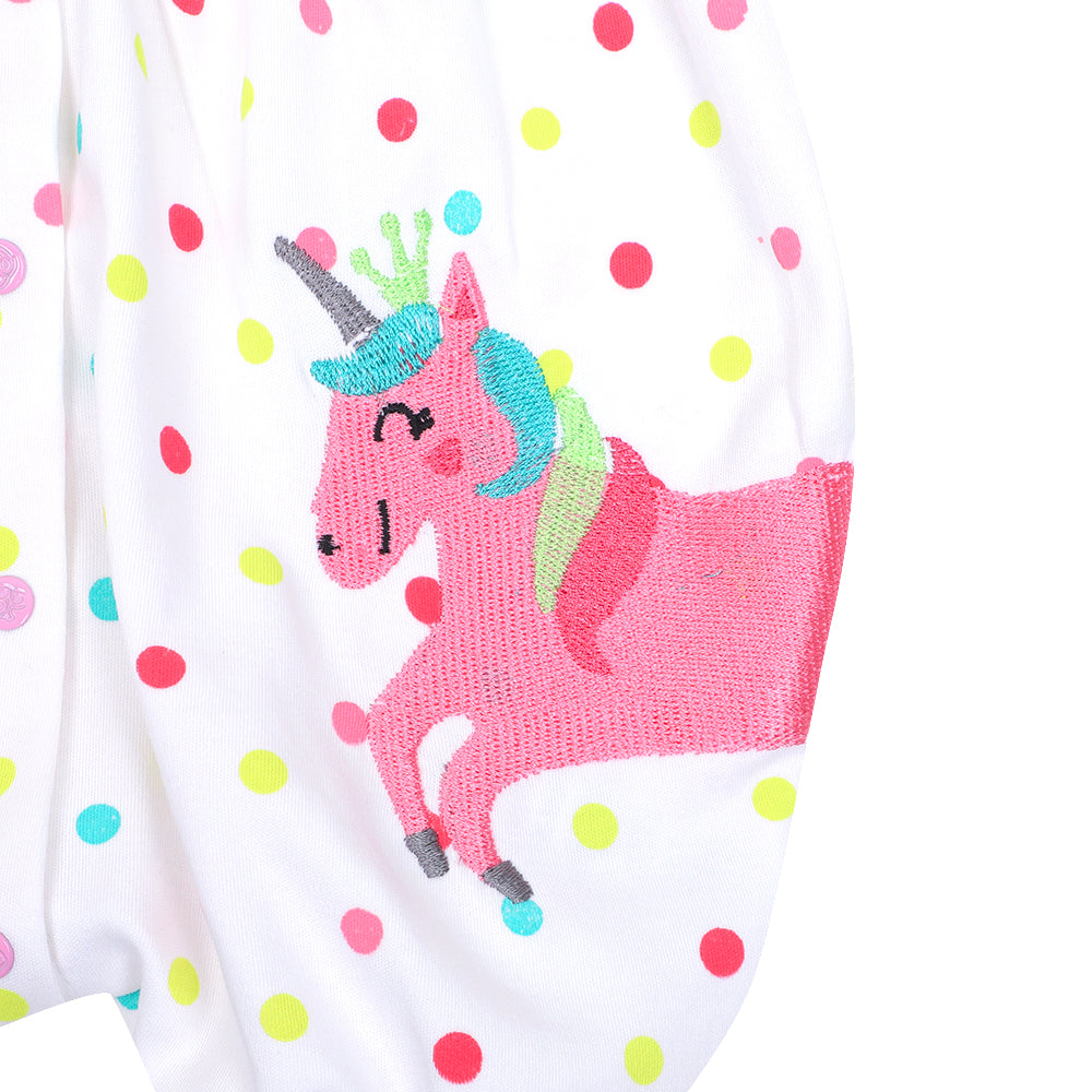 Infant Girls Knitted Romper - B.White