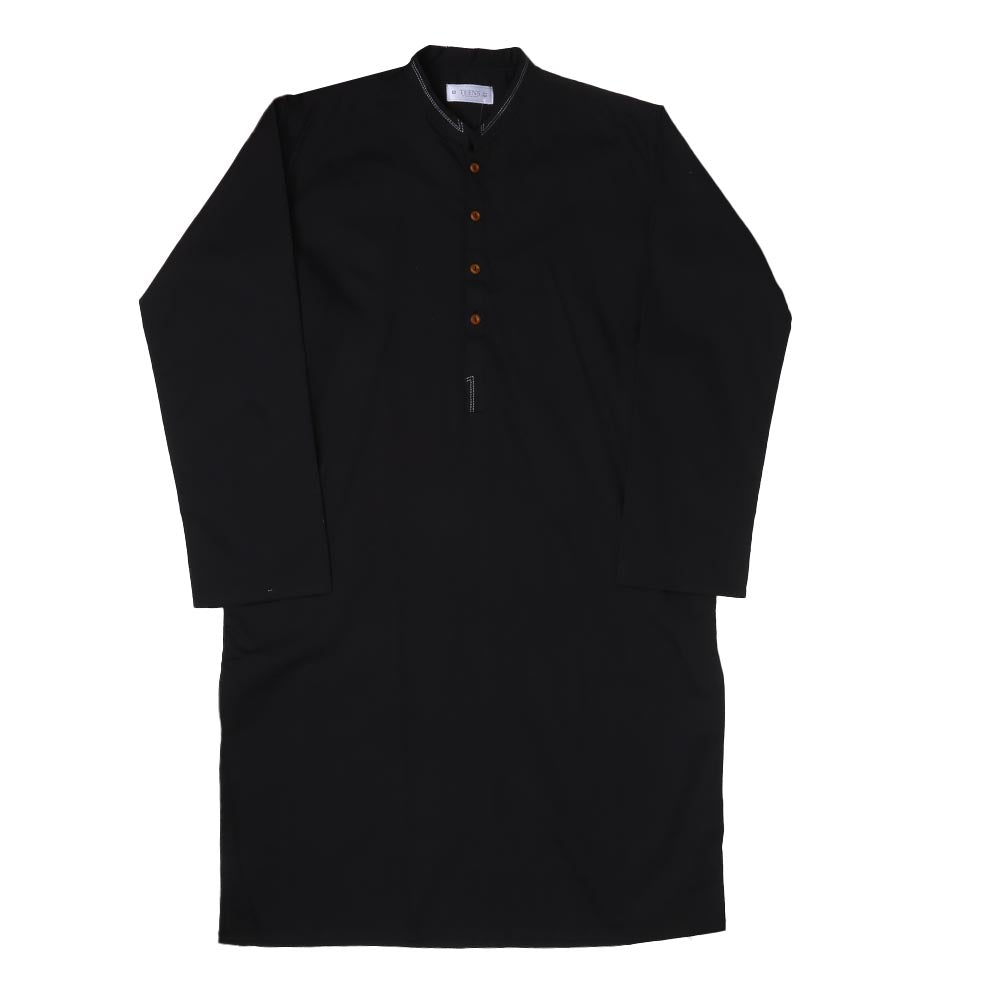 Boys Basic Kurta Anchor Thread - BLACK