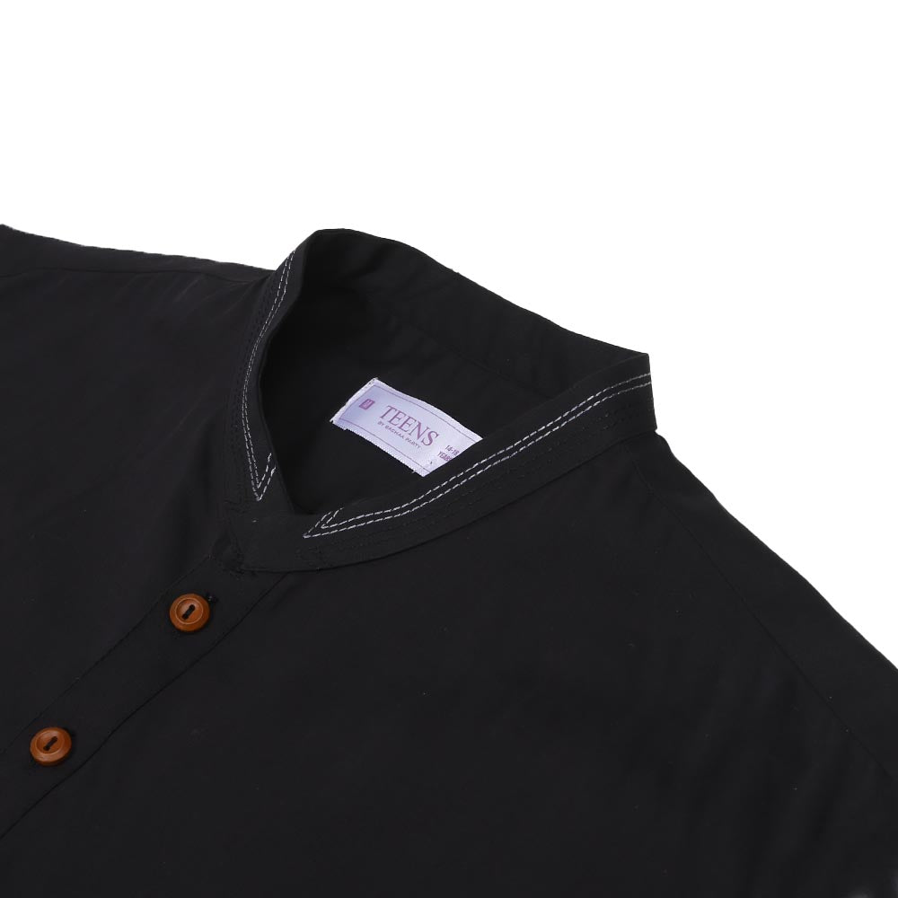 Boys Basic Kurta Anchor Thread - BLACK