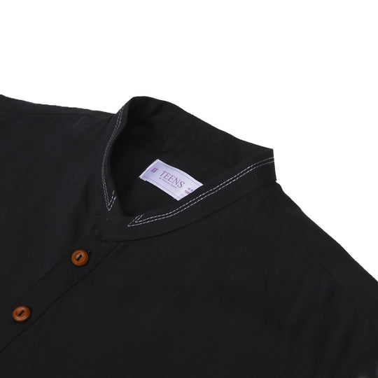 Boys Basic Kurta Anchor Thread - BLACK