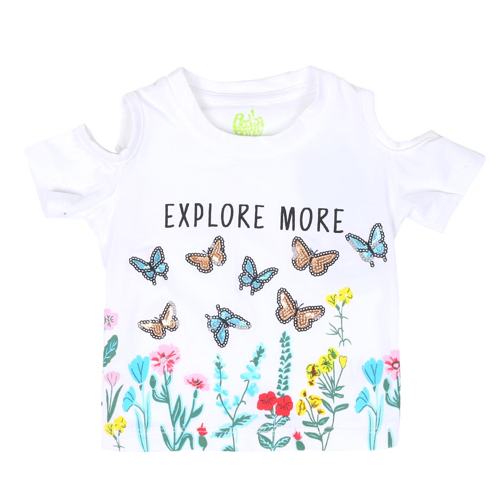 Infant Girls T-Shirt Explore More - White
