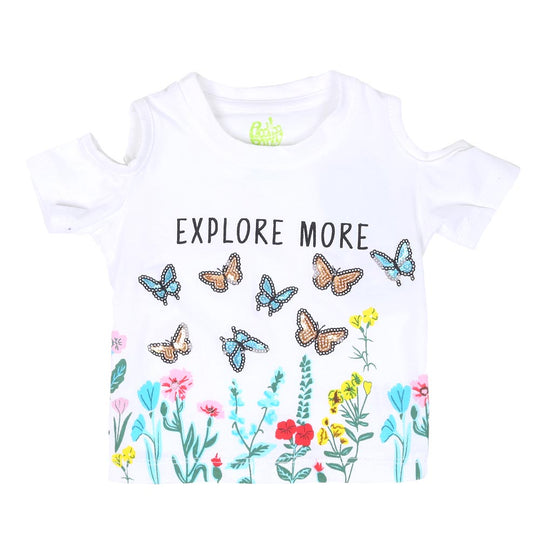 Infant Girls T-Shirt Explore More - White