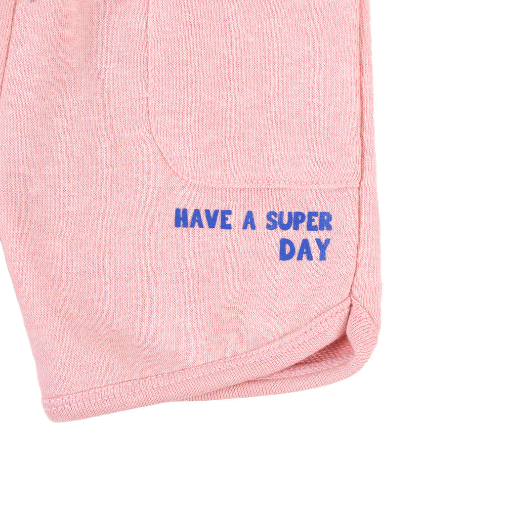 Infant Boys Knitted Short HAVE A SUPER DAY - Light Pink