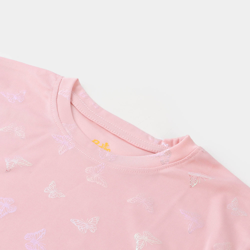 Girls T-Shirt Butterfly All Over - Peach