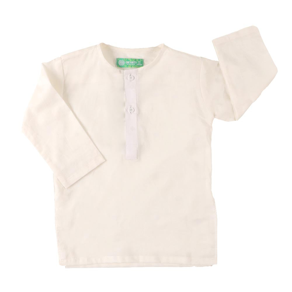 Infant Boys Screen Print Kurta Pajama Suit - OFF-White