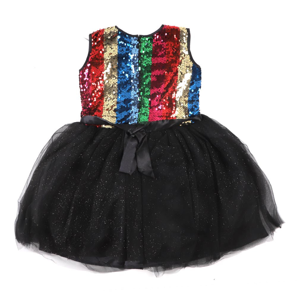 Girls Frock Fancy Sequins Sparkle - Multi