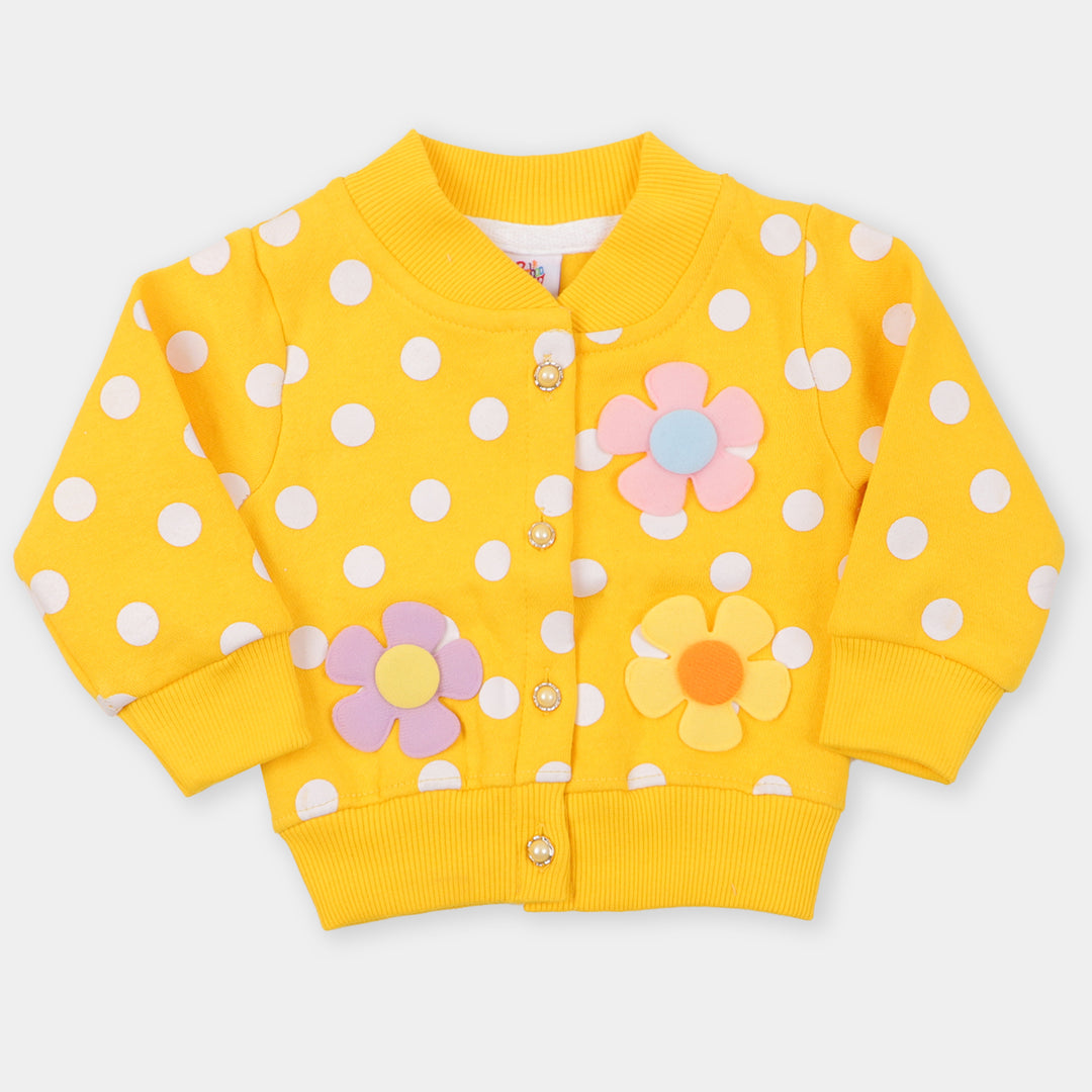 Infant Girls Knitted Jacket Flower - Yellow
