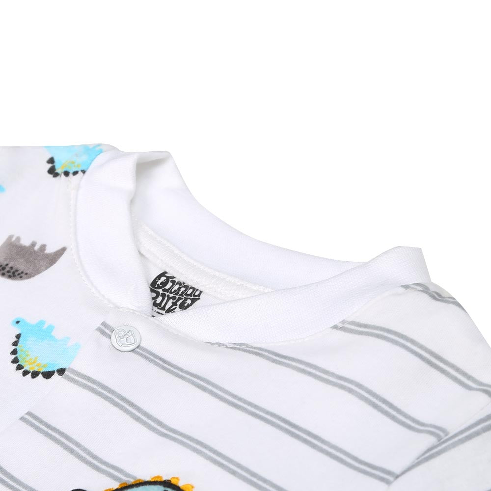 Infant Boys Romper Fancy Dino - White