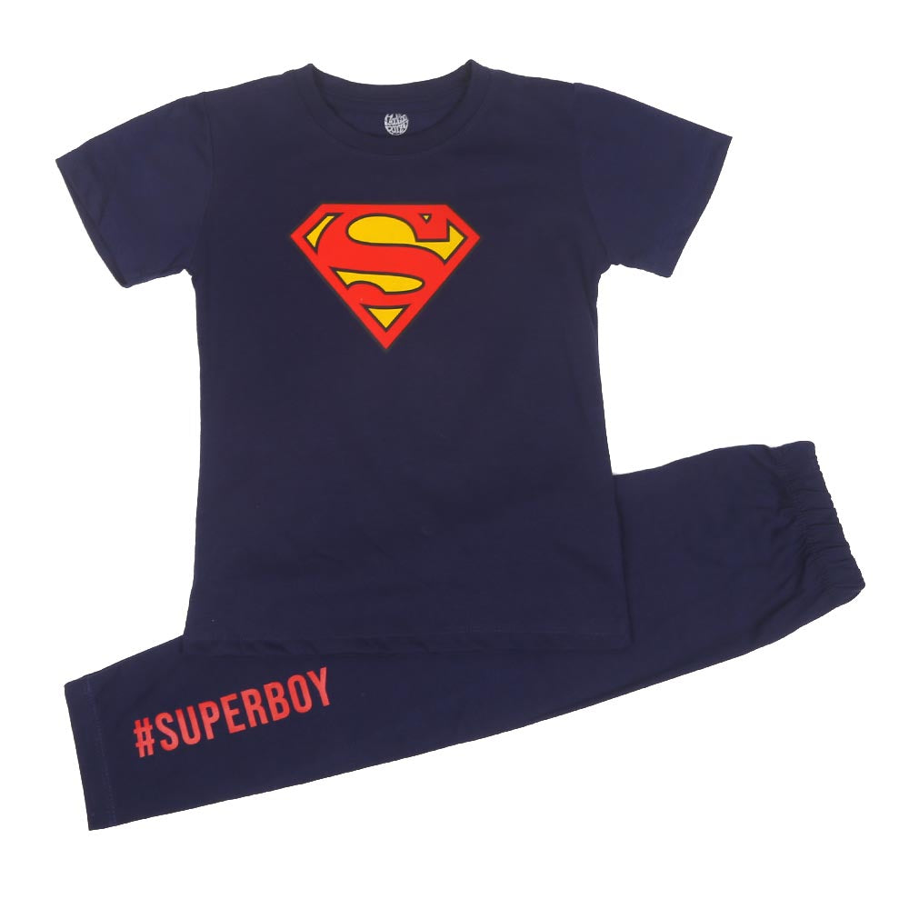 Boys Knitted Night Suits - Navy