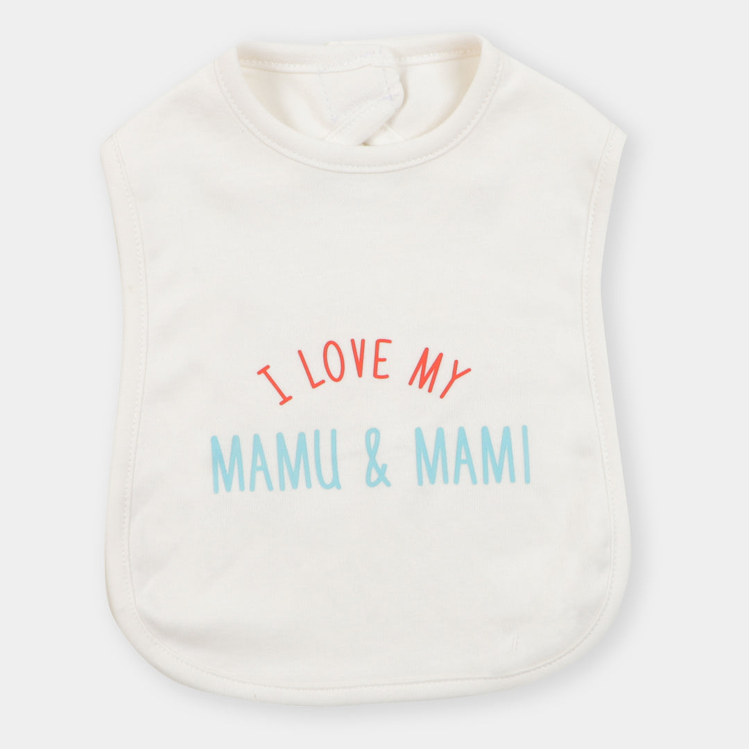Infant Baby Apron Mamu & Mami - White