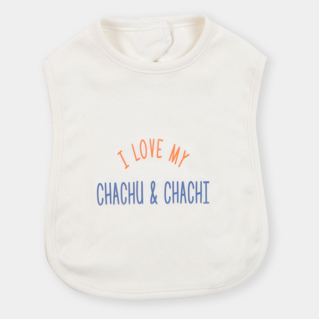 Infant Baby Apron Chachu & Chachi - White