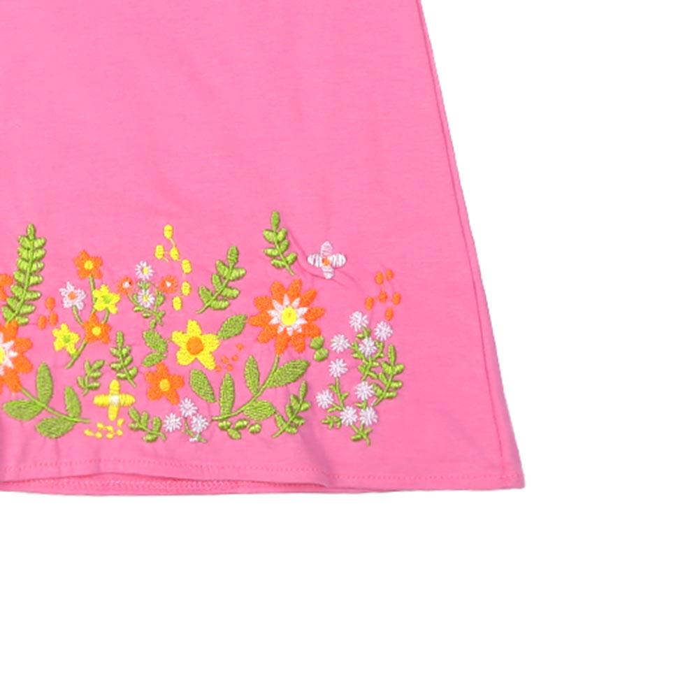 Girls T-Shirt Hem EMB - Pink