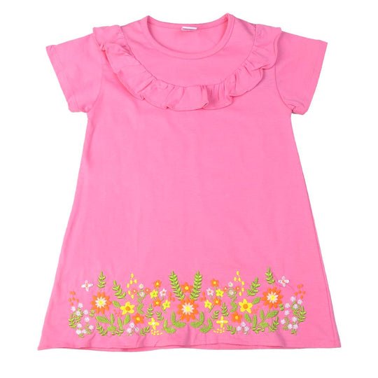 Girls T-Shirt Hem EMB - Pink