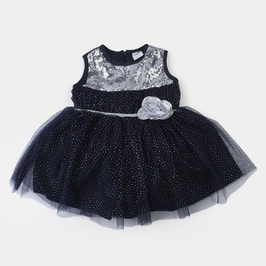 Infant Girls Net Fancy Frock Twinkel - NAVY