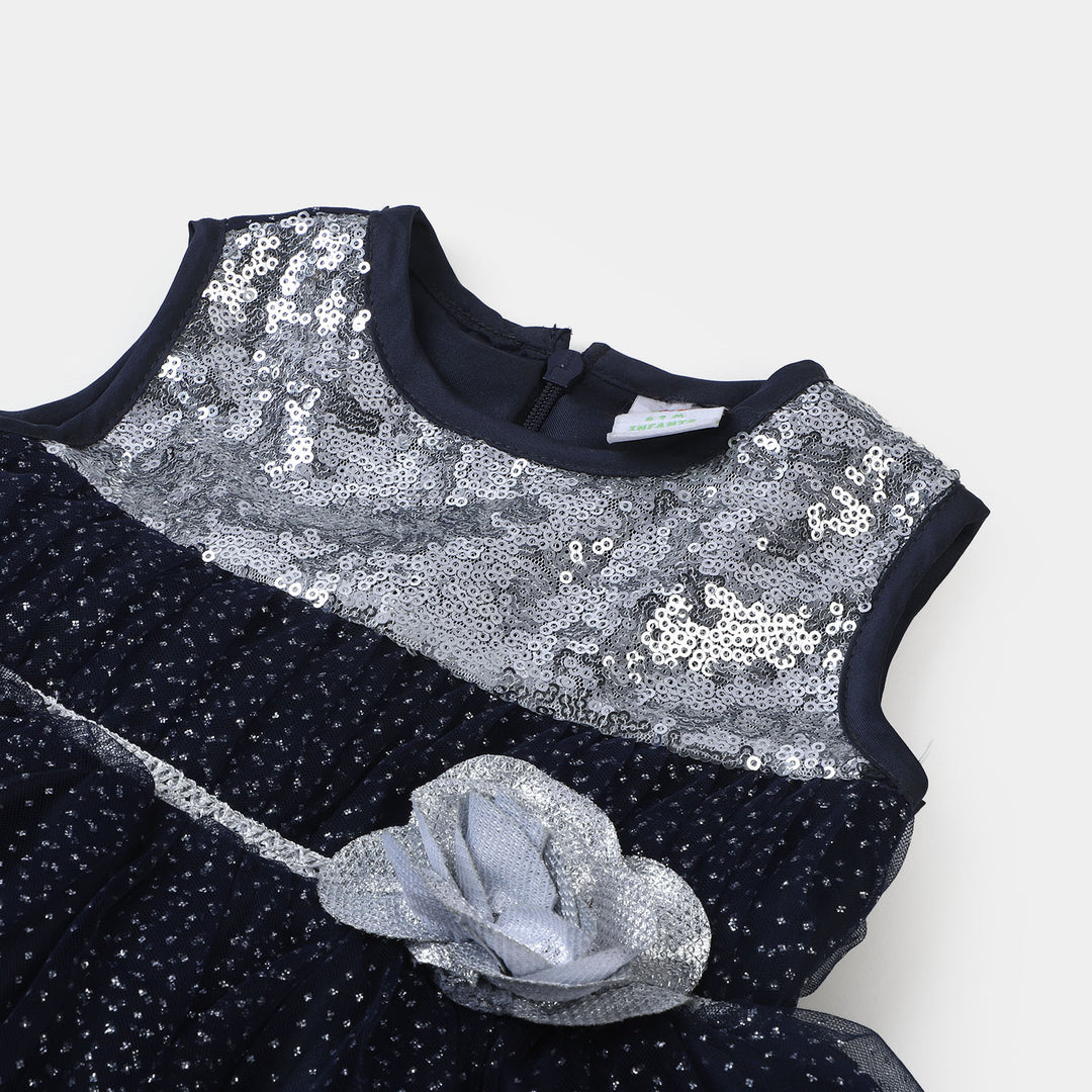 Infant Girls Net Fancy Frock Twinkel - NAVY