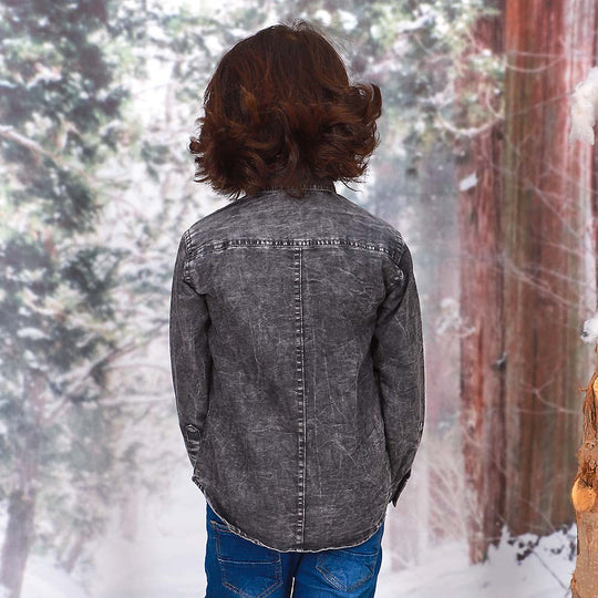 Never Stop Denim Shirt For Boys - Grey