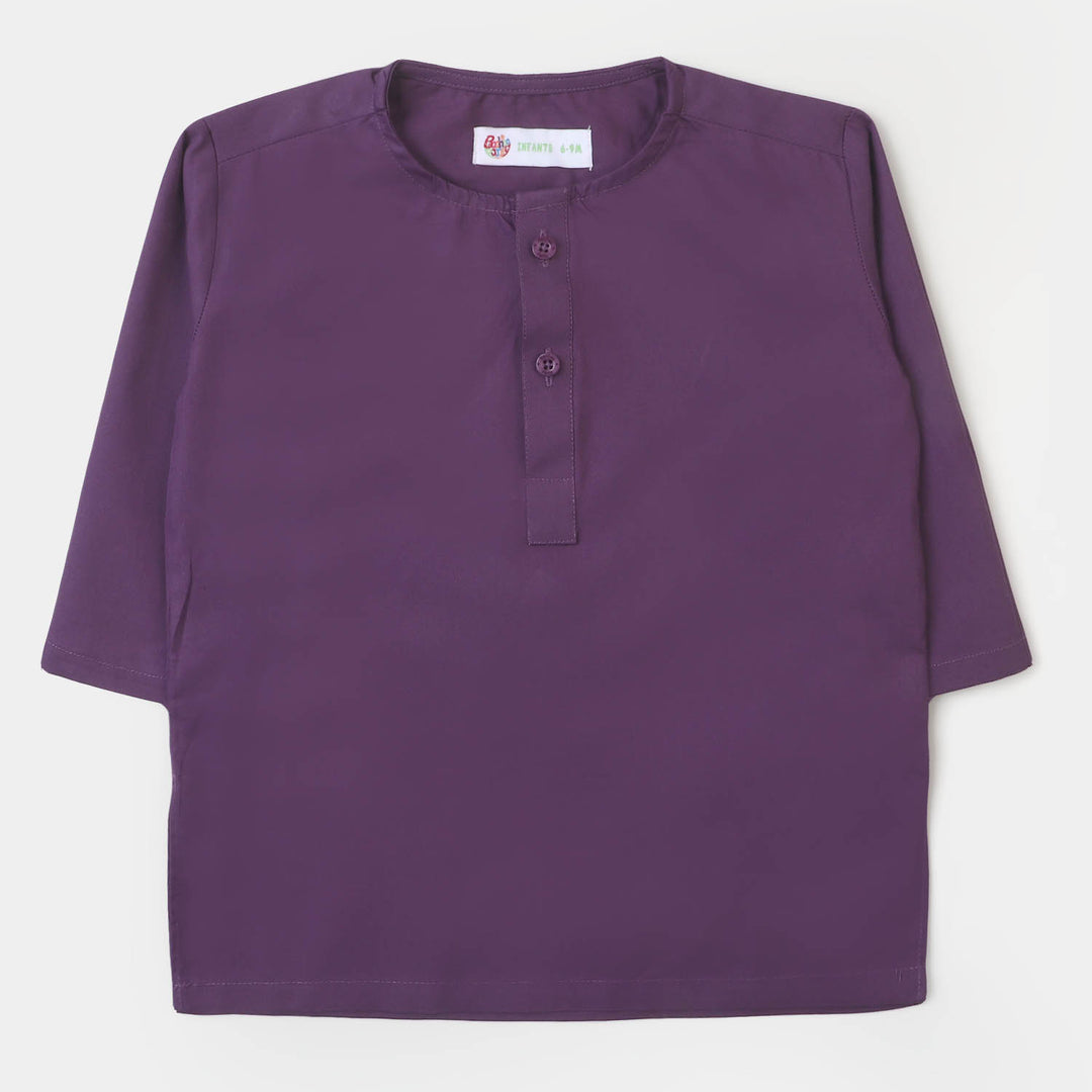 Infant Boys Cotton Basic Kurta - Purple