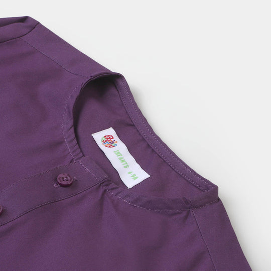 Infant Boys Cotton Basic Kurta - Purple