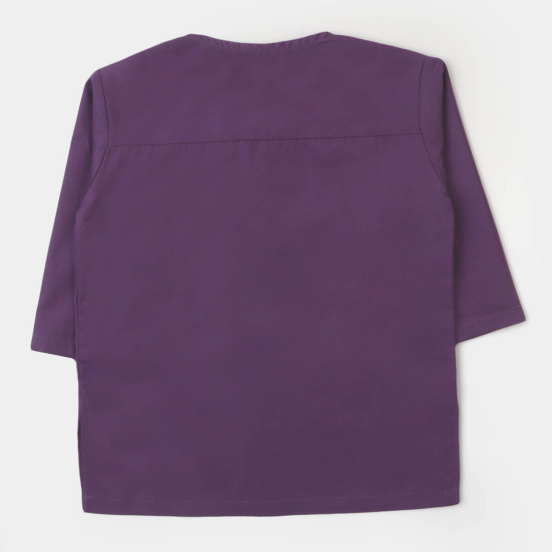 Infant Boys Cotton Basic Kurta - Purple