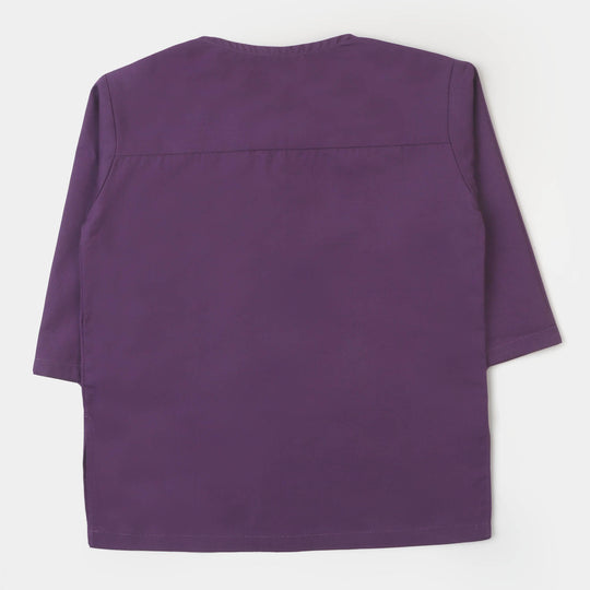 Infant Boys Cotton Basic Kurta - Purple