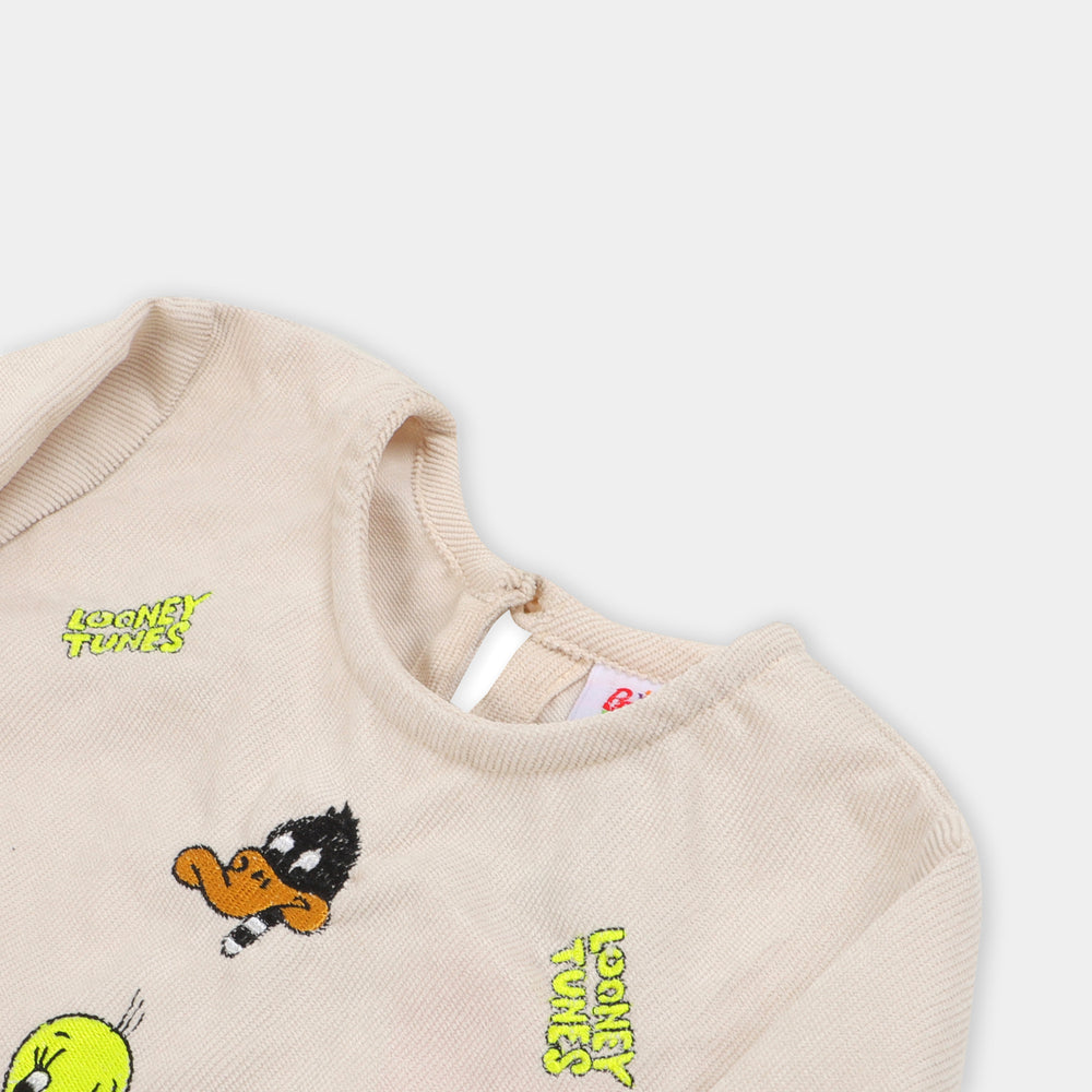 Girls EMB Top Characters - BEIGE