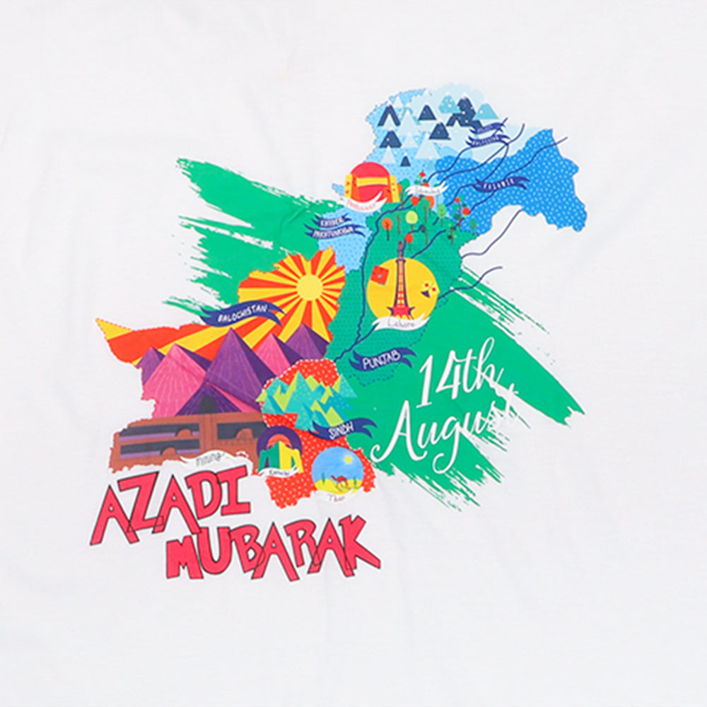 Girls Teens Azadi Mubarak - B.White T-Shirt