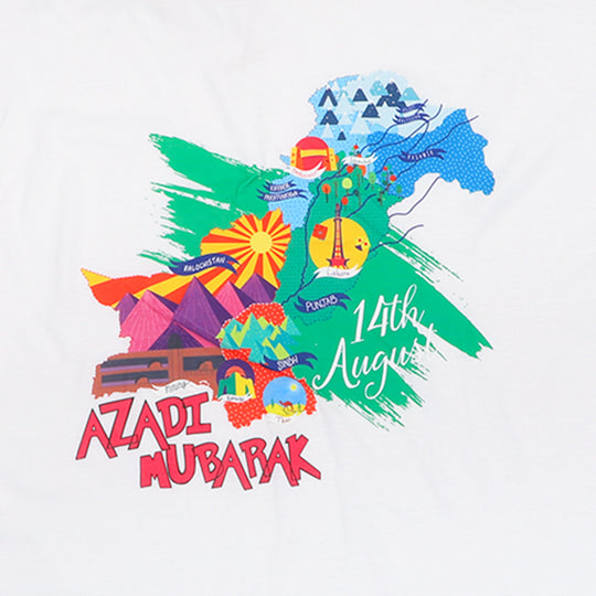 Girls Teens Azadi Mubarak - B.White T-Shirt