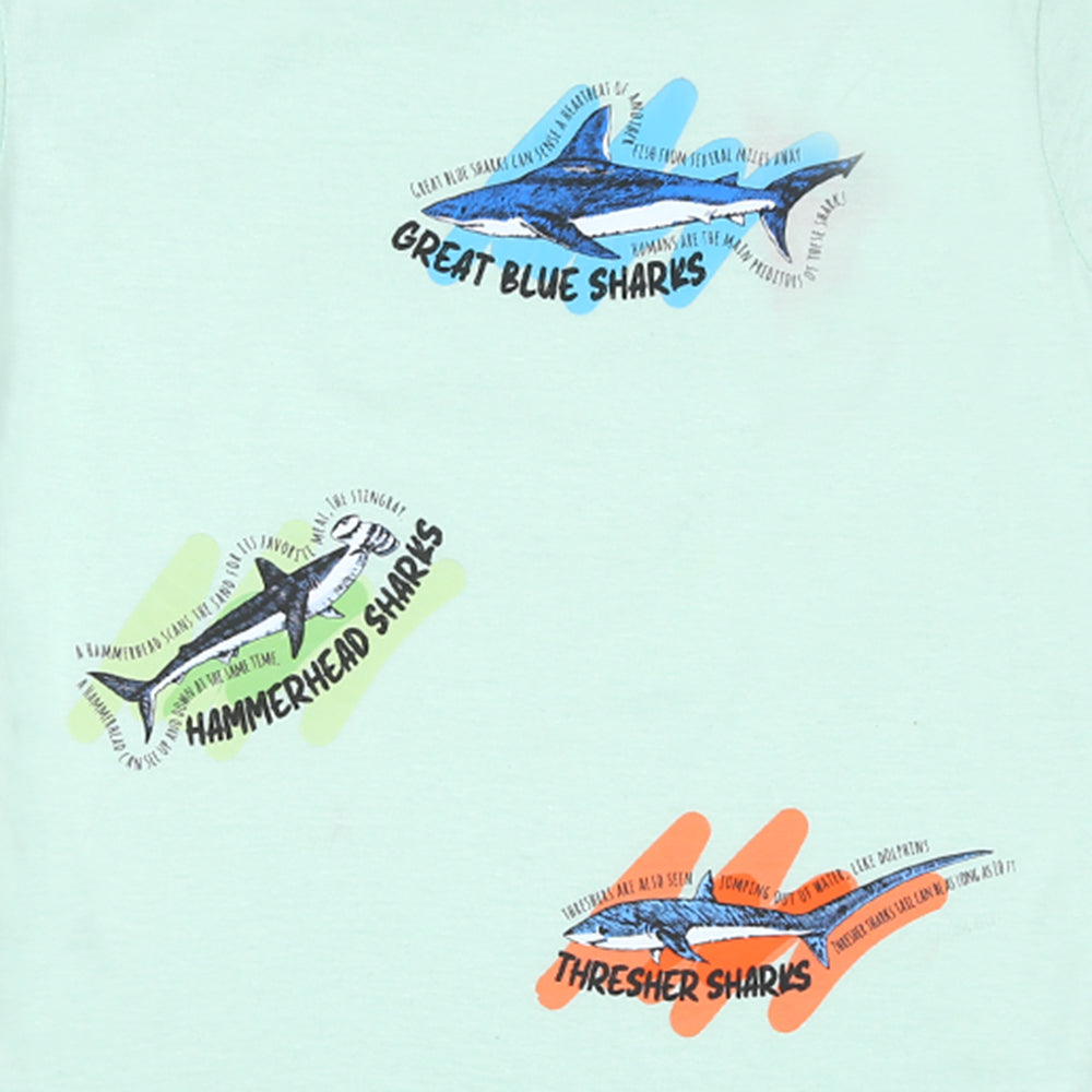Boys T-shirt Sharks - Light Blue