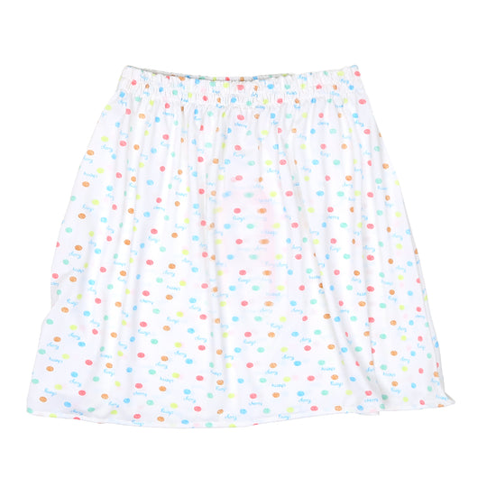 Girls Casual Skirt Dots -White