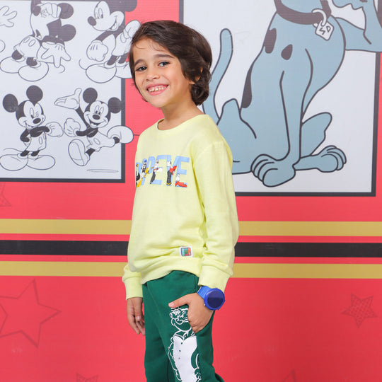 Boys Sweatshirt with Soft Rip - Sunny Lime