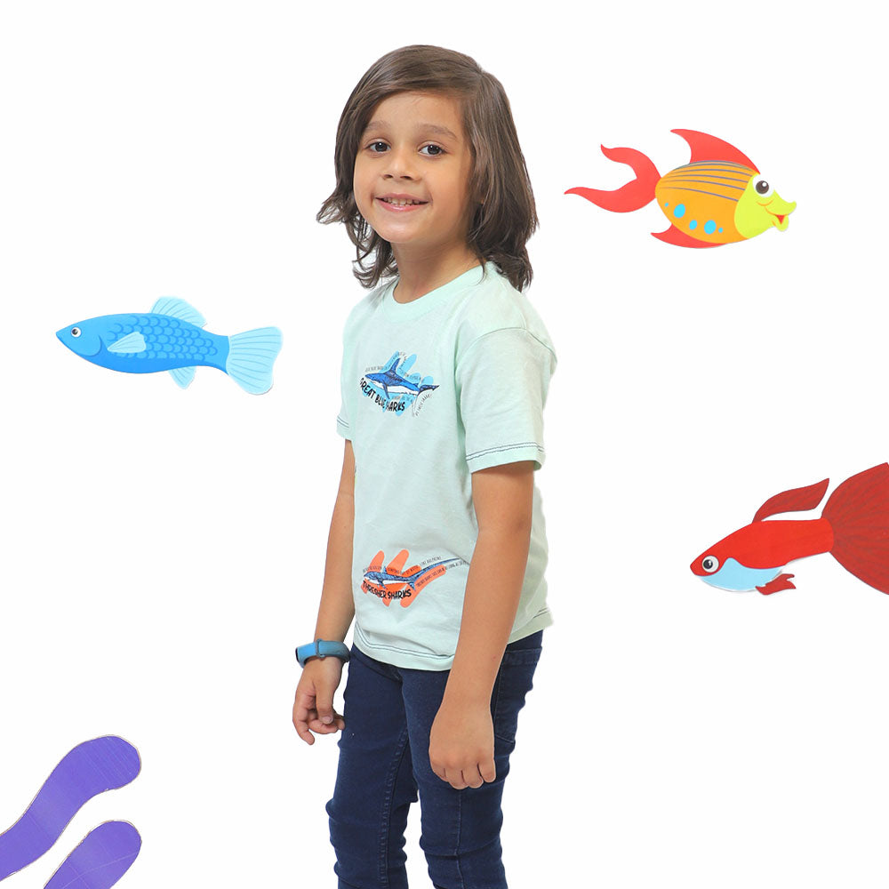 Boys T-shirt Sharks - Light Blue