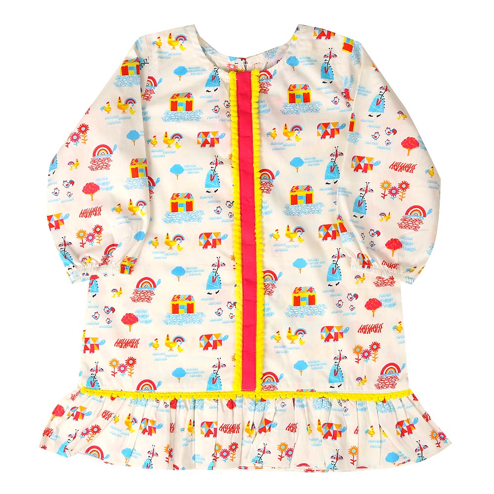 Girls Digital Print Kurti -Multi