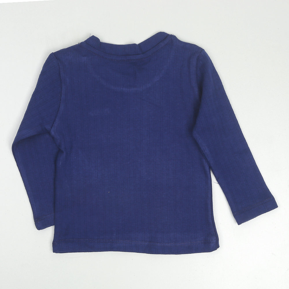 Rib T-Shirt For Infant -Navy Blue