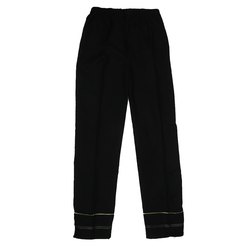 Girls Trouser Pearl Button - BLACK