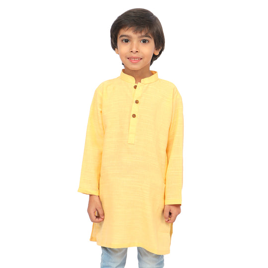 Boys Kurta Slub - Yellow