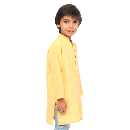 Boys Kurta Slub - Yellow