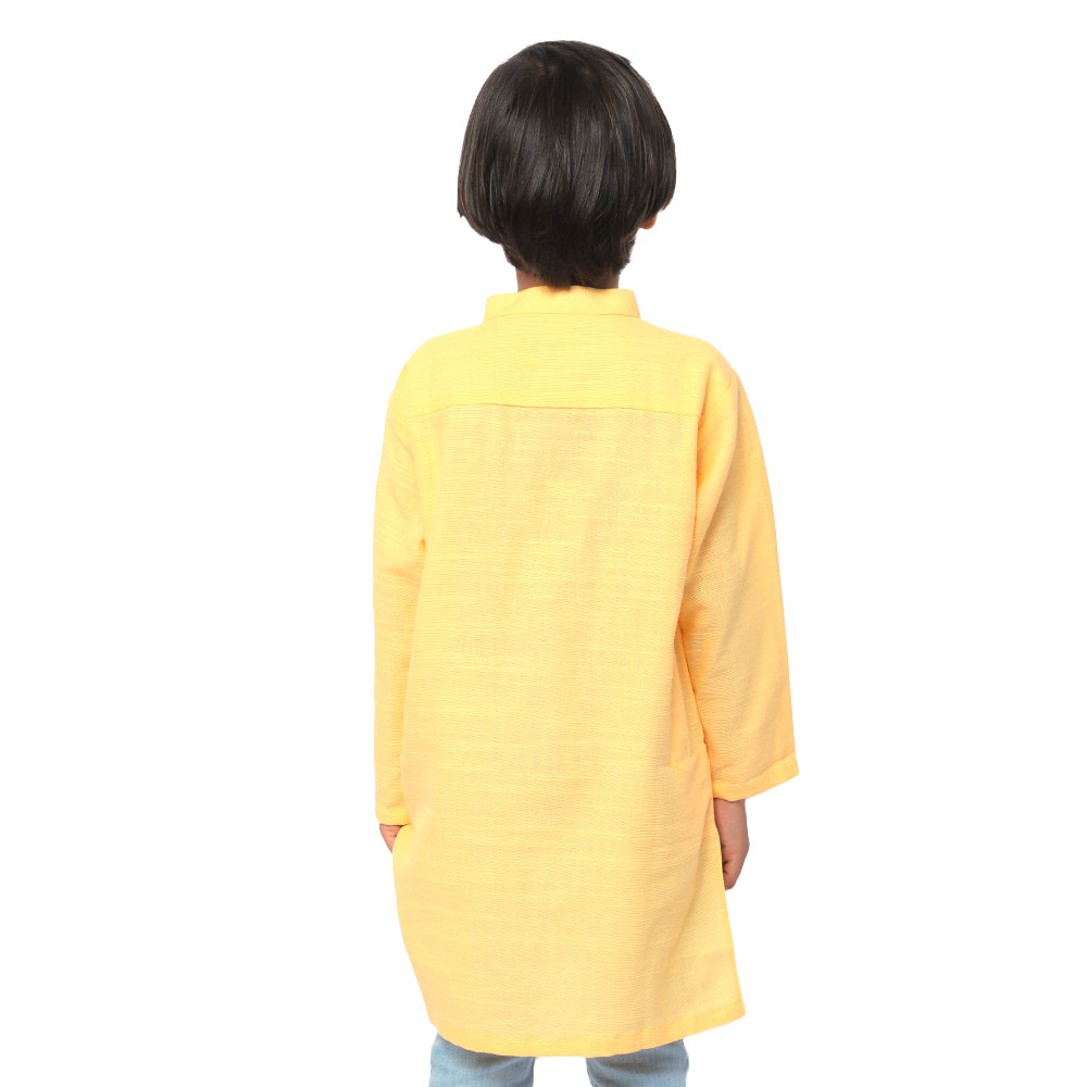 Boys Kurta Slub - Yellow