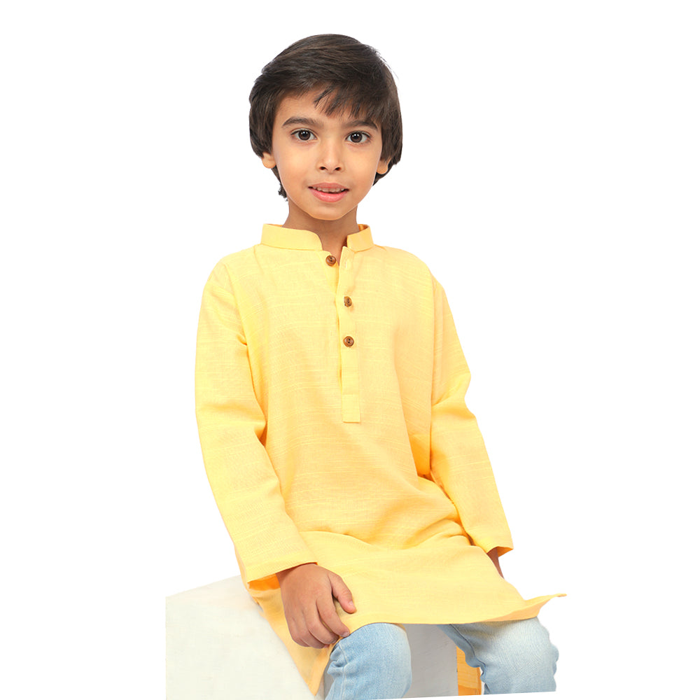 Boys Kurta Slub - Yellow