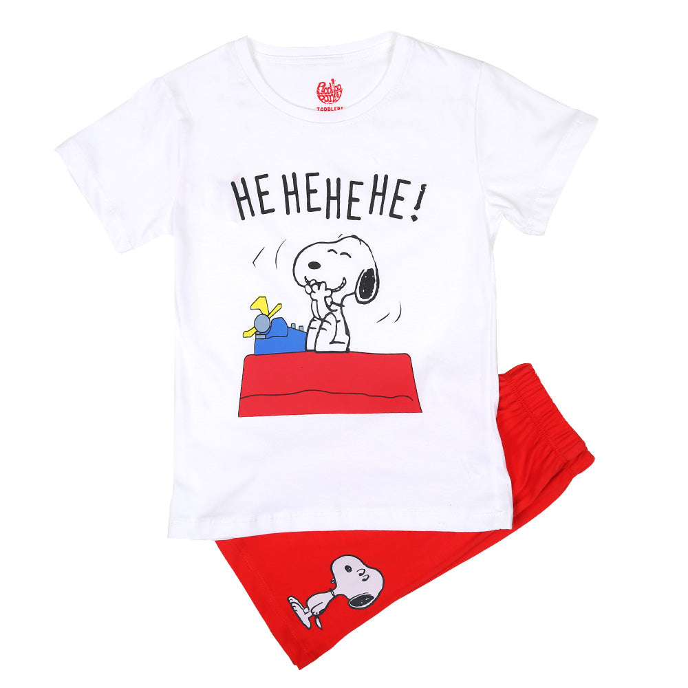 Boys Knitted Suit Hehehe - White/Red