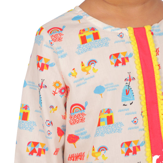 Girls Digital Print Kurti -Multi